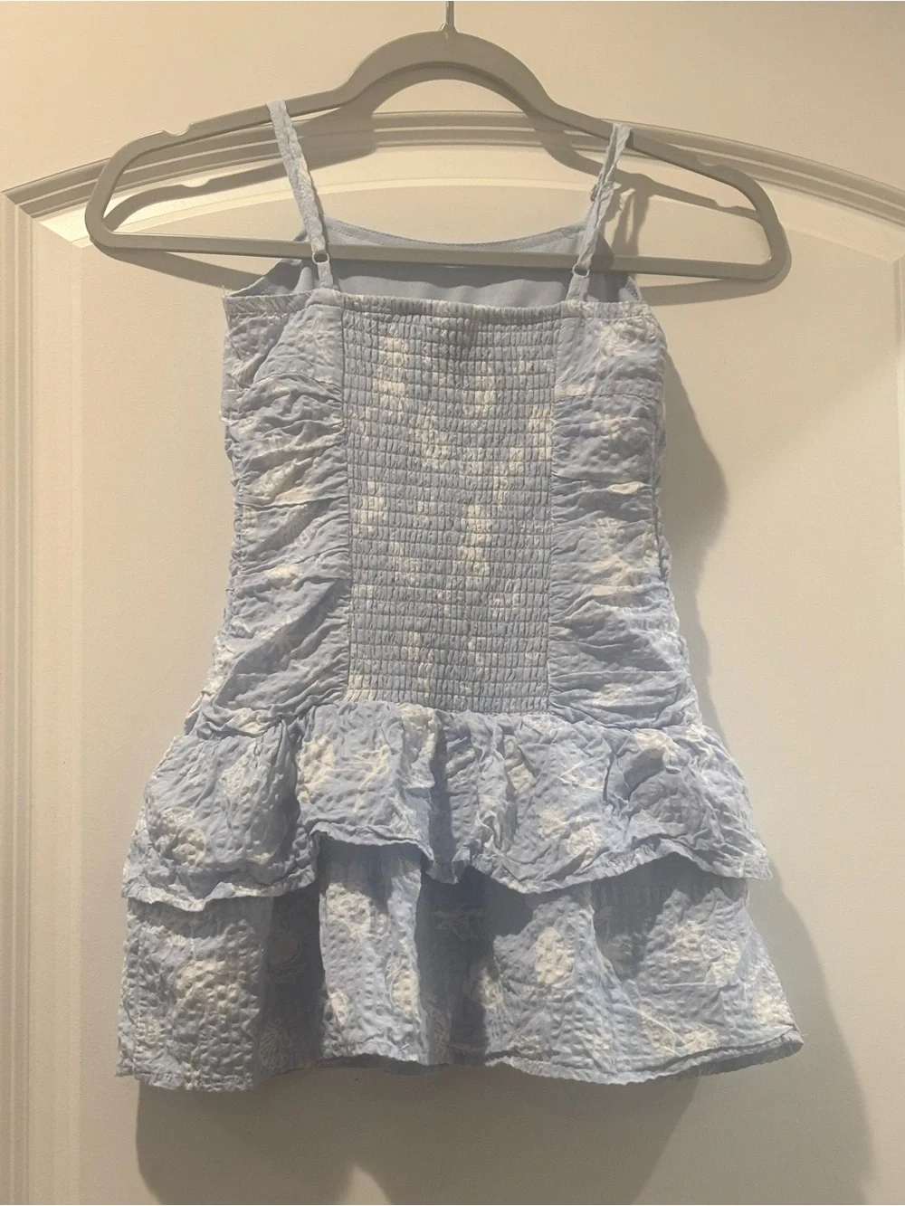 art class Light Blue Smocked Bodice Sundress
